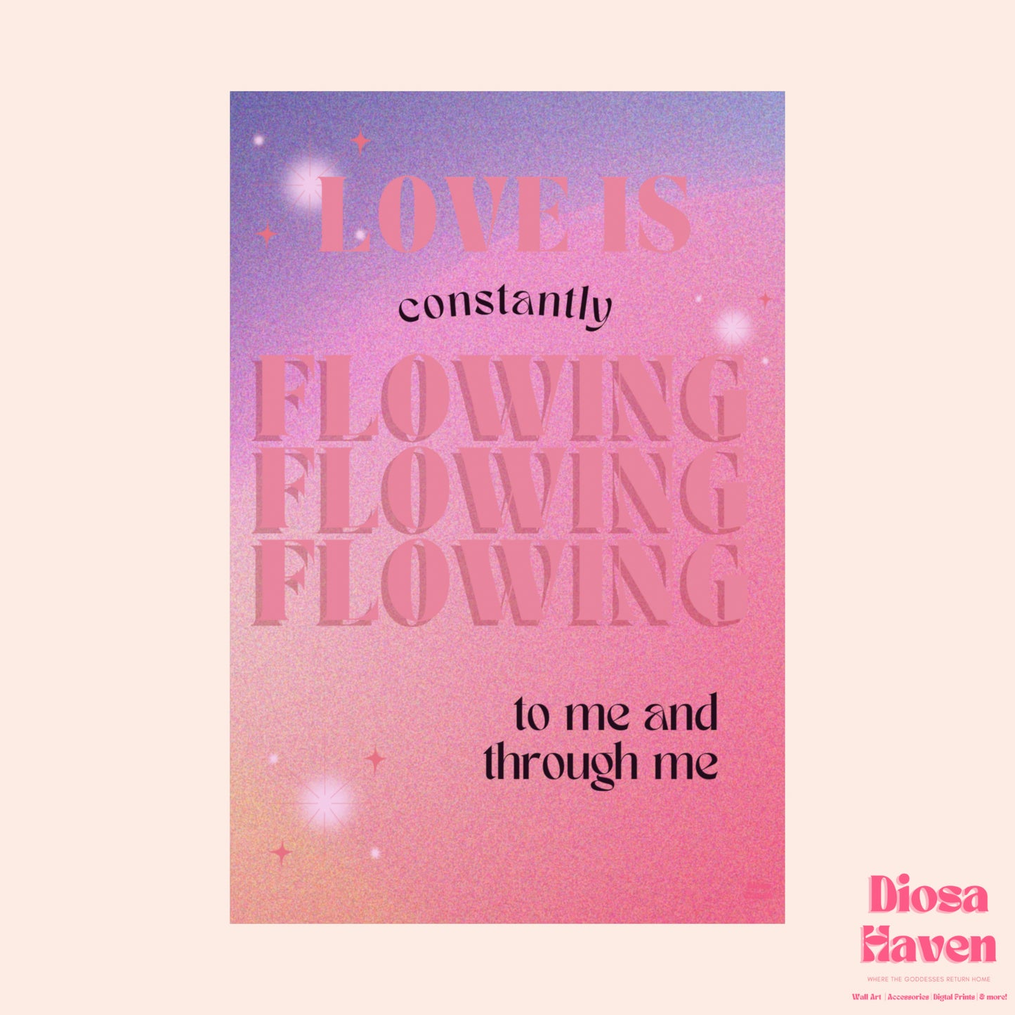 Love flowing through me - Affirmation Printed Wall Poster - Dorm Decor - Housewarming Gift - Women Empowerment - Mood Board - Black Girl Art Aesthetic