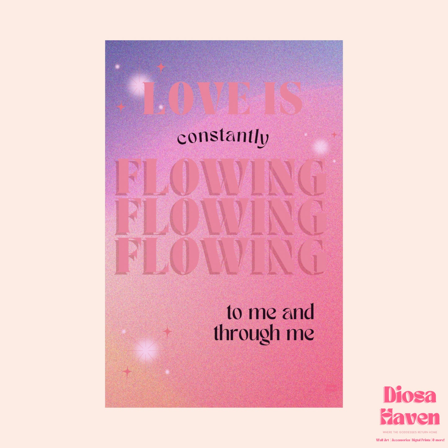 Love flowing through me - Affirmation Printed Wall Poster - Dorm Decor - Housewarming Gift - Women Empowerment - Mood Board - Black Girl Art Aesthetic