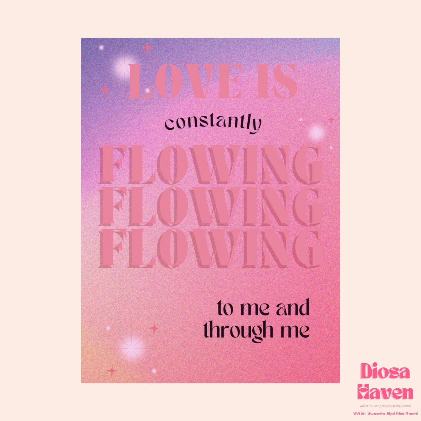 Love flowing through me - Affirmation Printed Wall Poster - Dorm Decor - Housewarming Gift - Women Empowerment - Mood Board - Black Girl Art Aesthetic