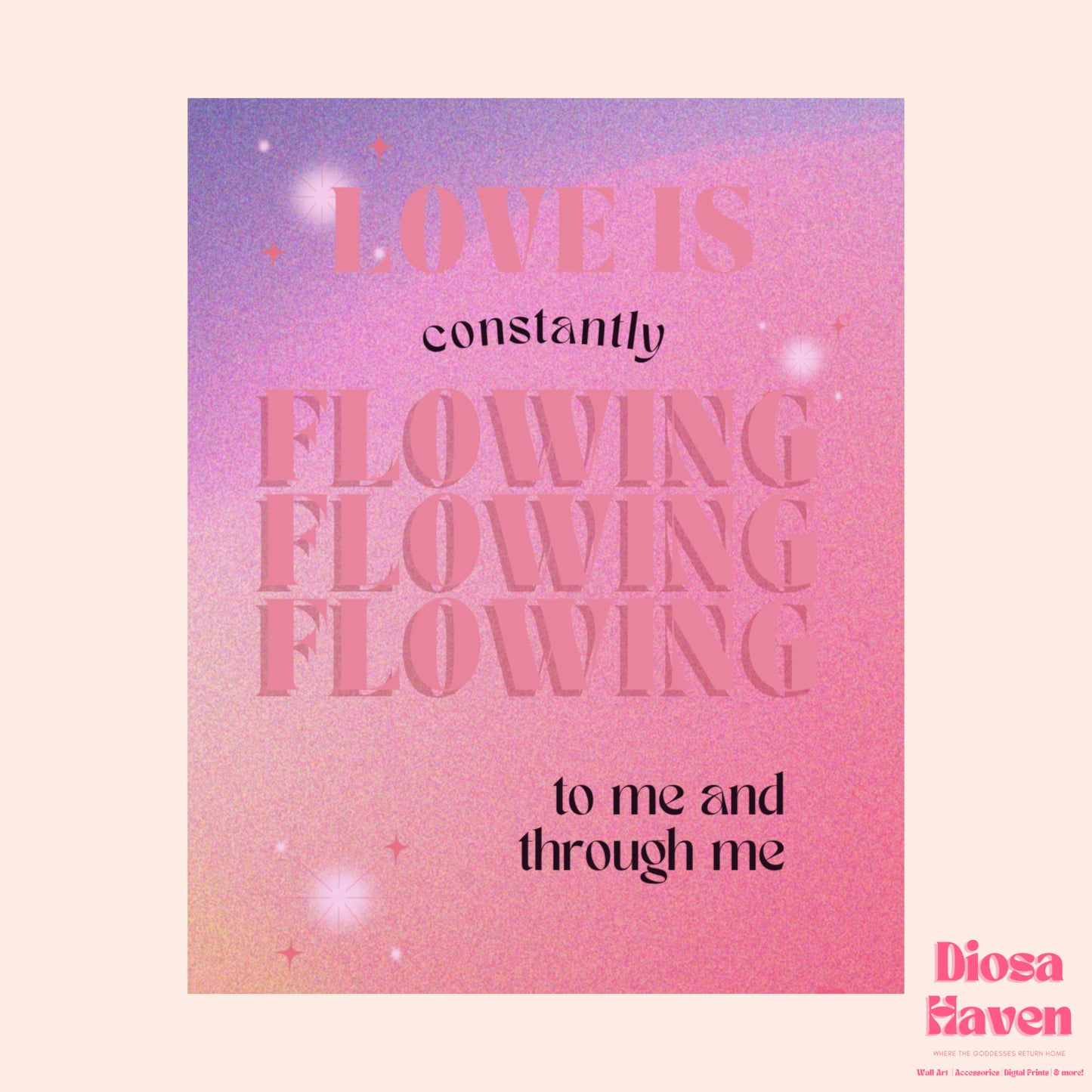 Love flowing through me - Affirmation Printed Wall Poster - Dorm Decor - Housewarming Gift - Women Empowerment - Mood Board - Black Girl Art Aesthetic